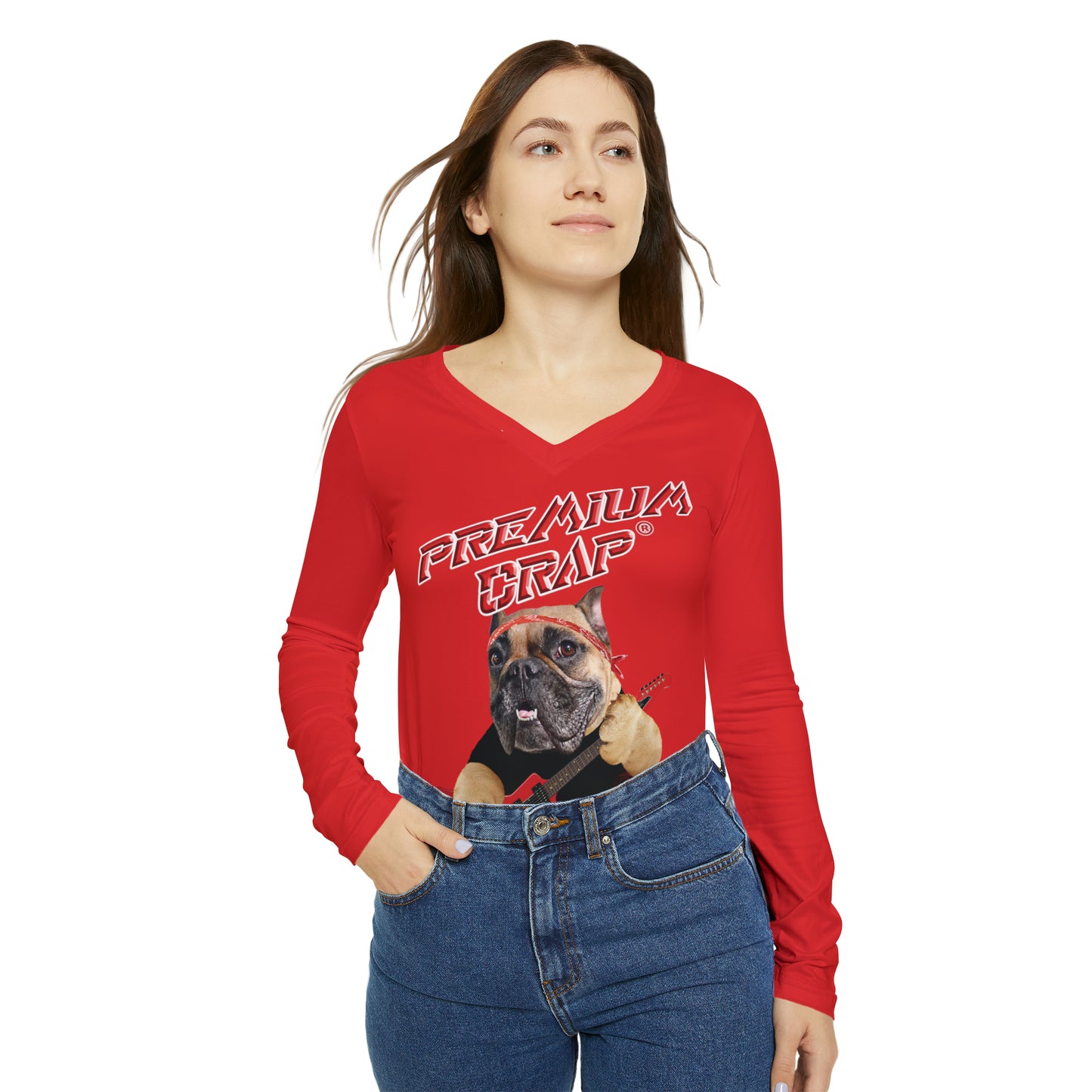Premium Crap II Women's Long Sleeve V-neck Shirt - Red