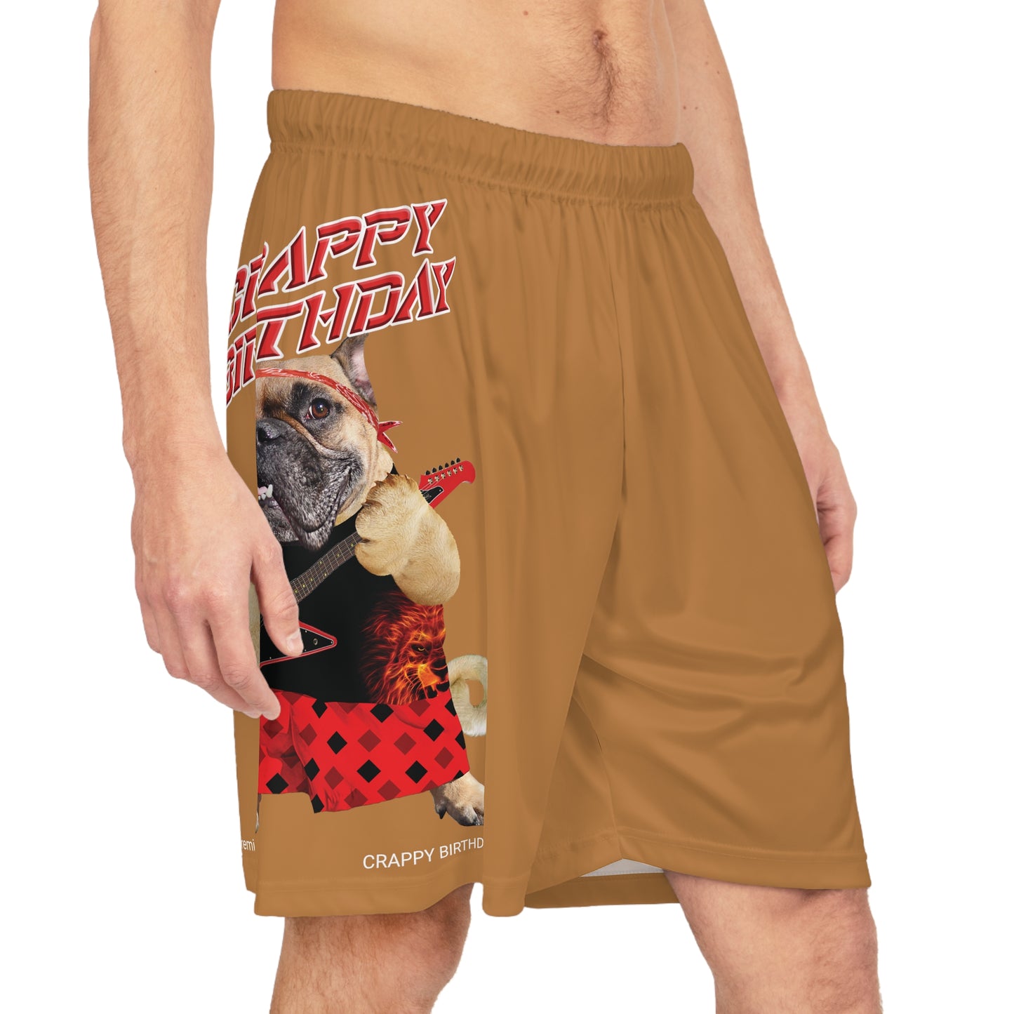 Crappy Birthday II Basketball Shorts - Light Brown