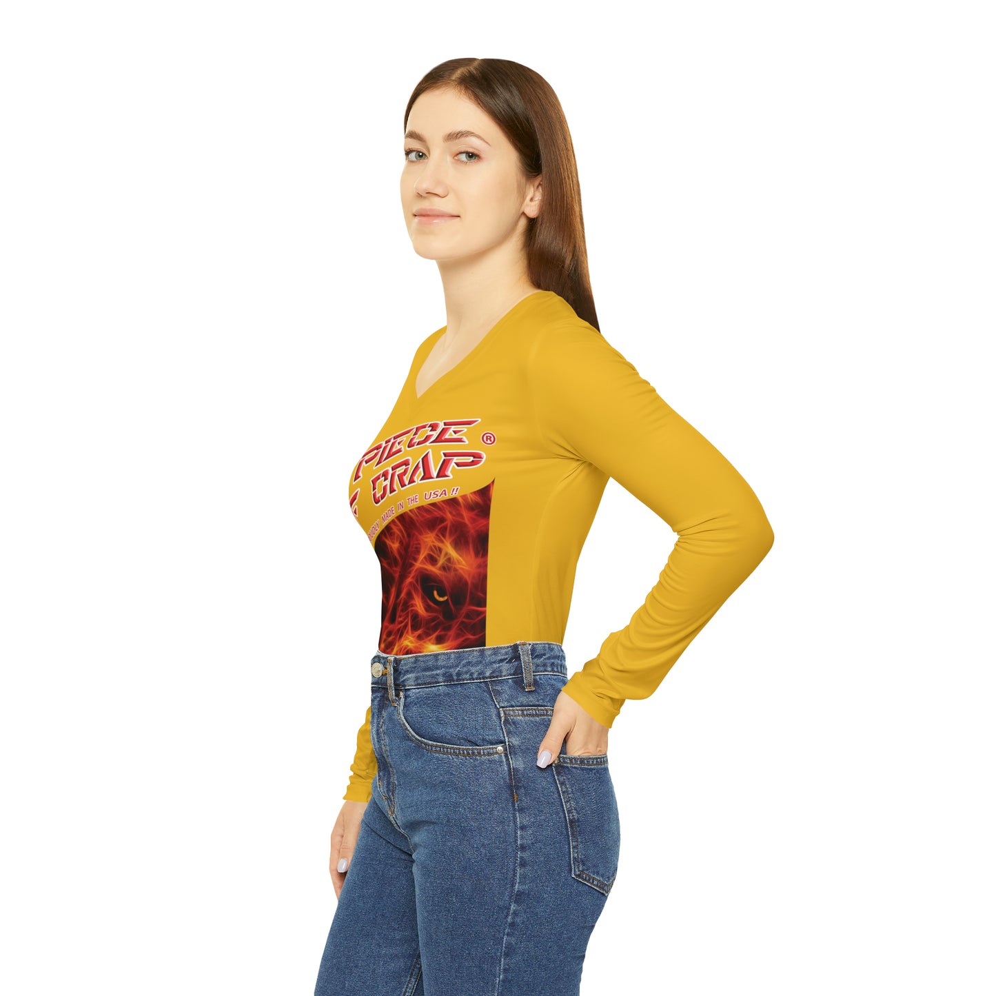 A Piece Of Crap Chic Long Sleeve V-Neck Tee - Yellow