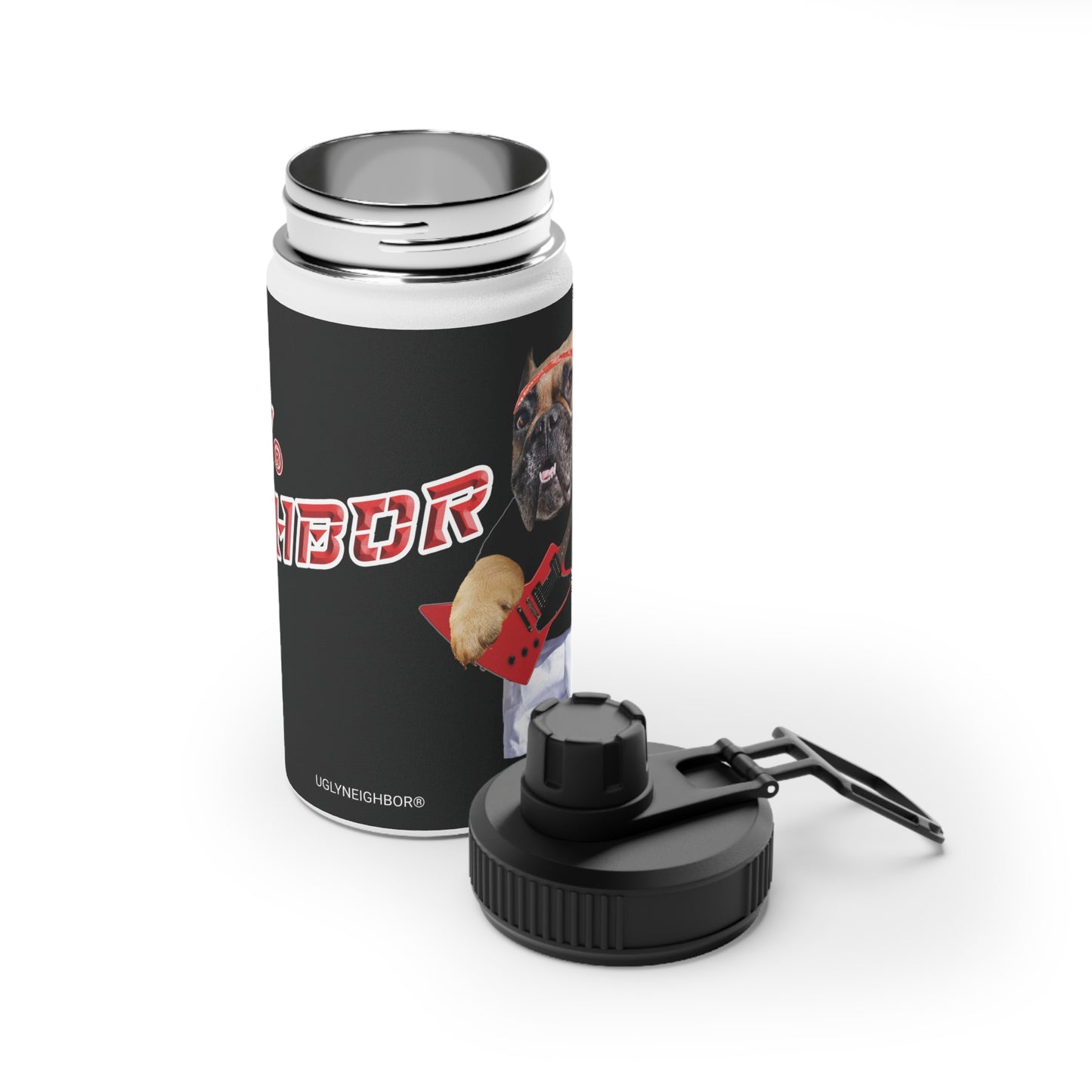 Ugly Neighbor Stainless Steel Water Bottle, Sports Lid