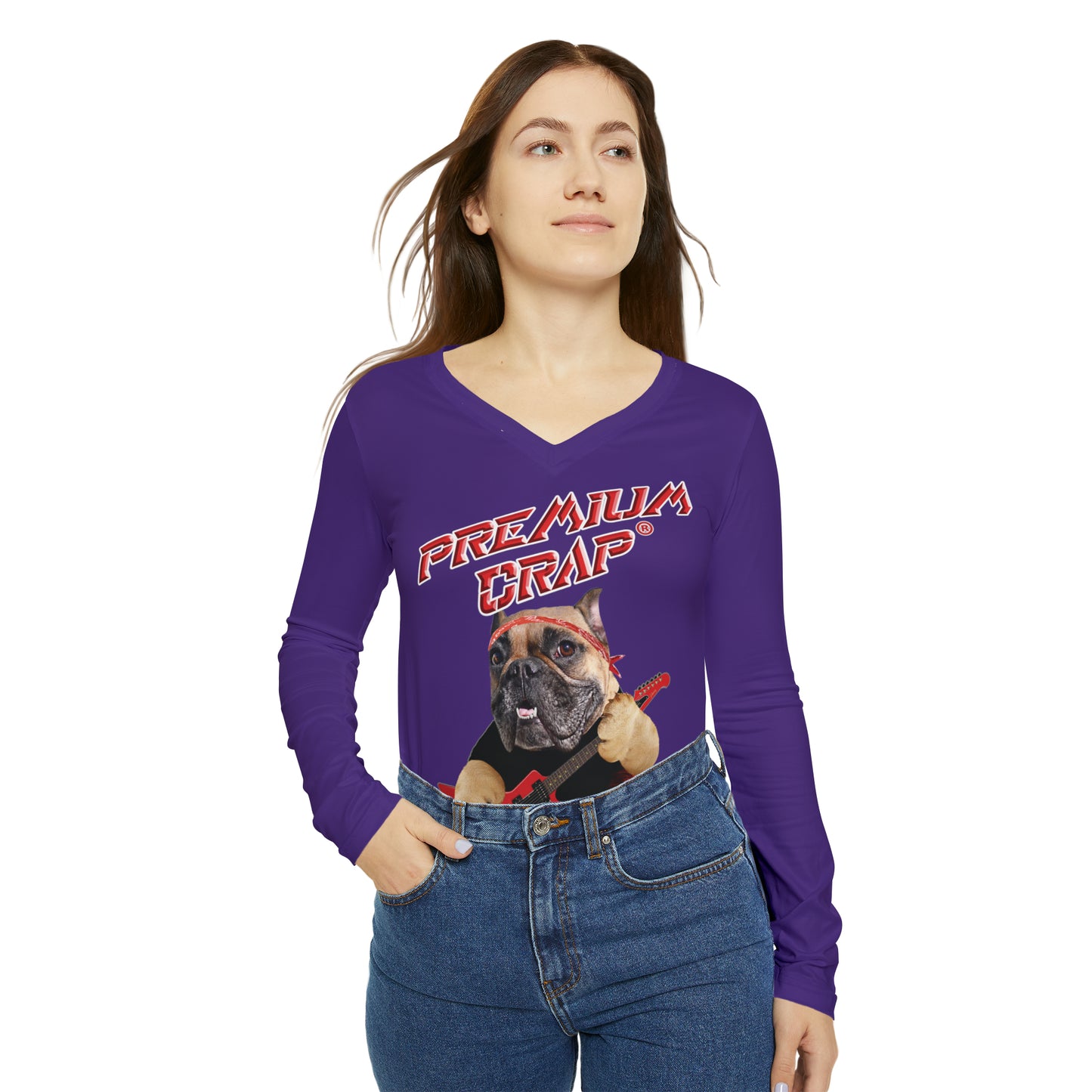 Premium Crap Women's Long Sleeve V-neck Shirt - Purple