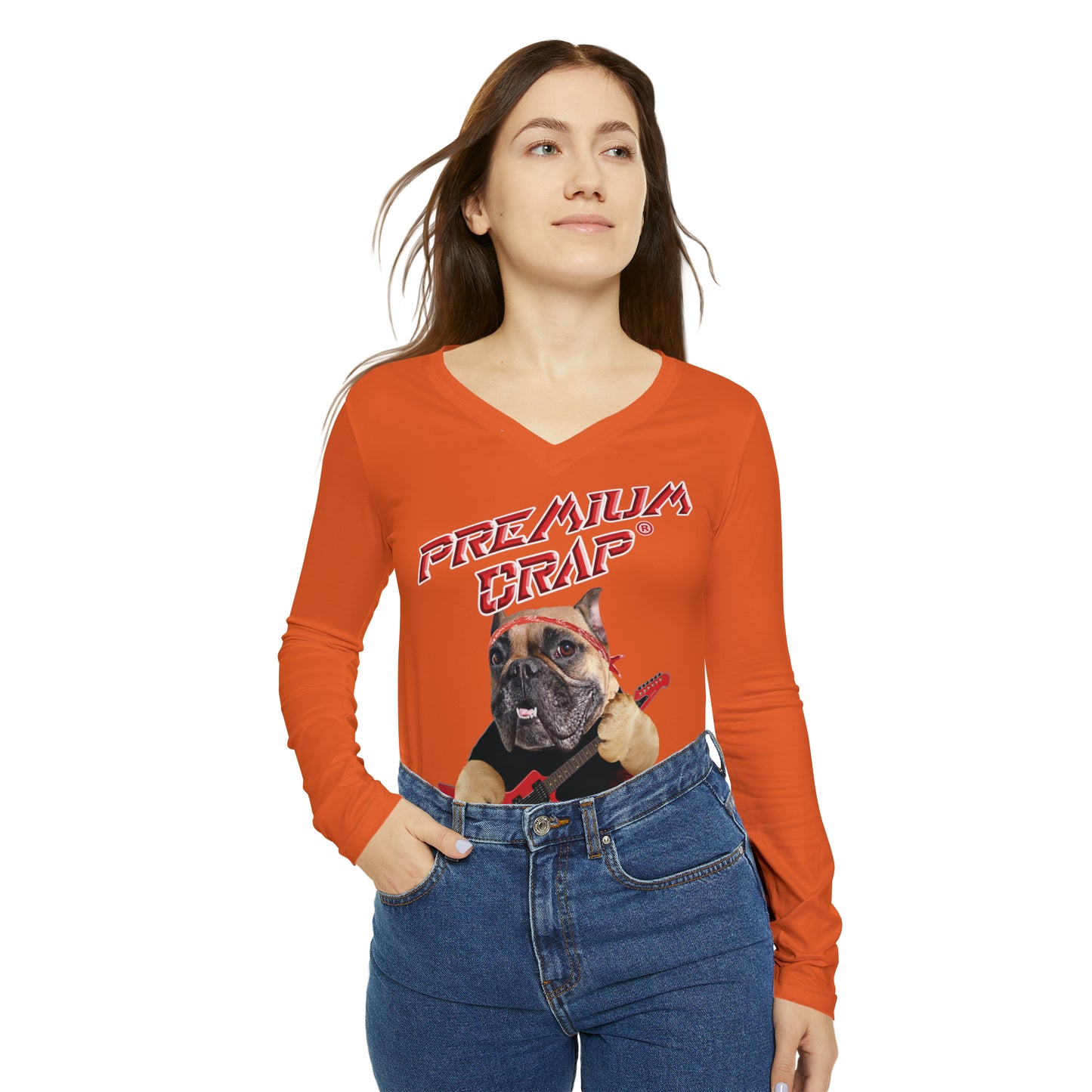 Premium Crap Women's Long Sleeve V-neck Shirt - Orange
