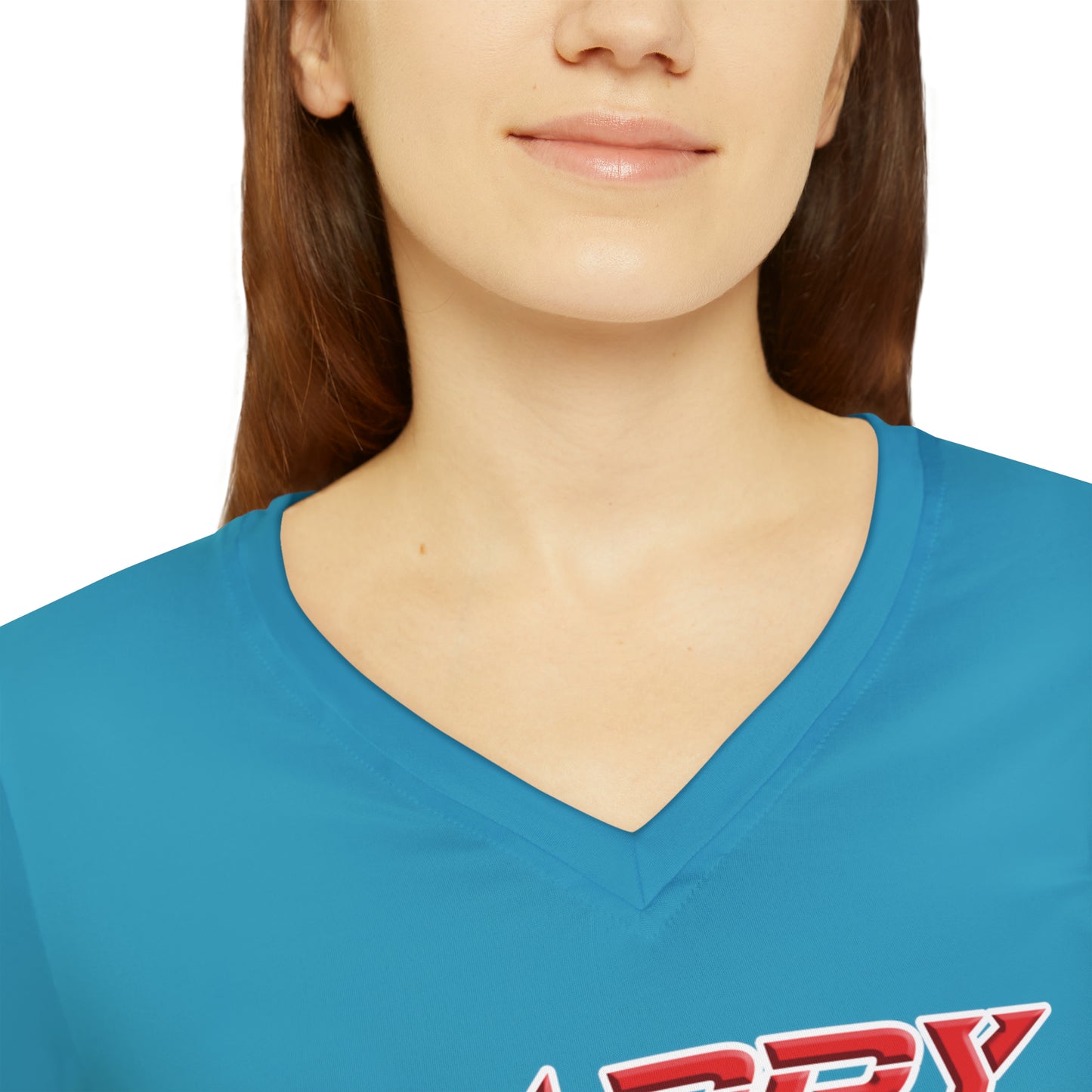Crappy Birthday Chic Long Sleeve V-Neck Tee - Turquoise