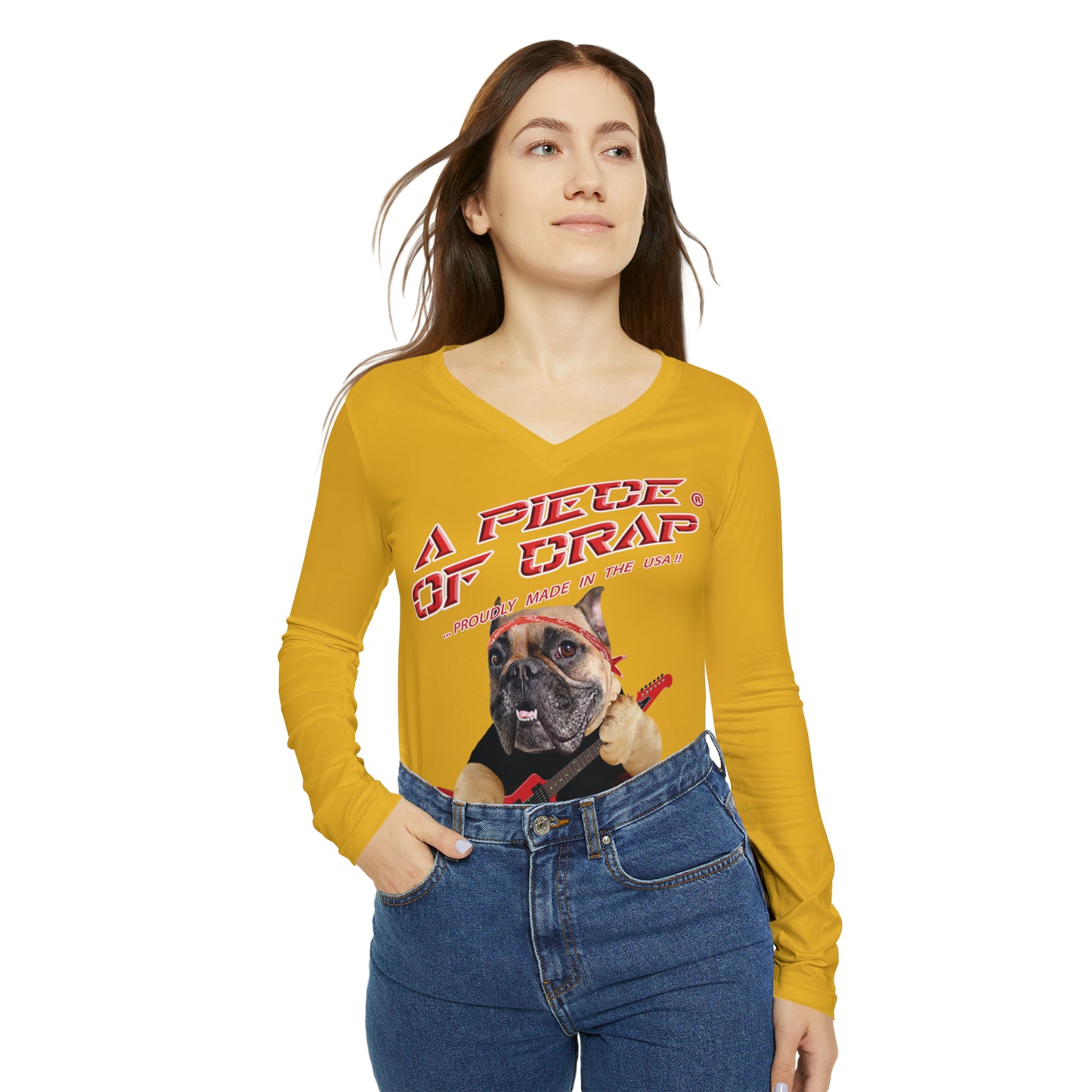 A Piece Of Crap II Women's Long Sleeve V-neck Shirt - Yellow