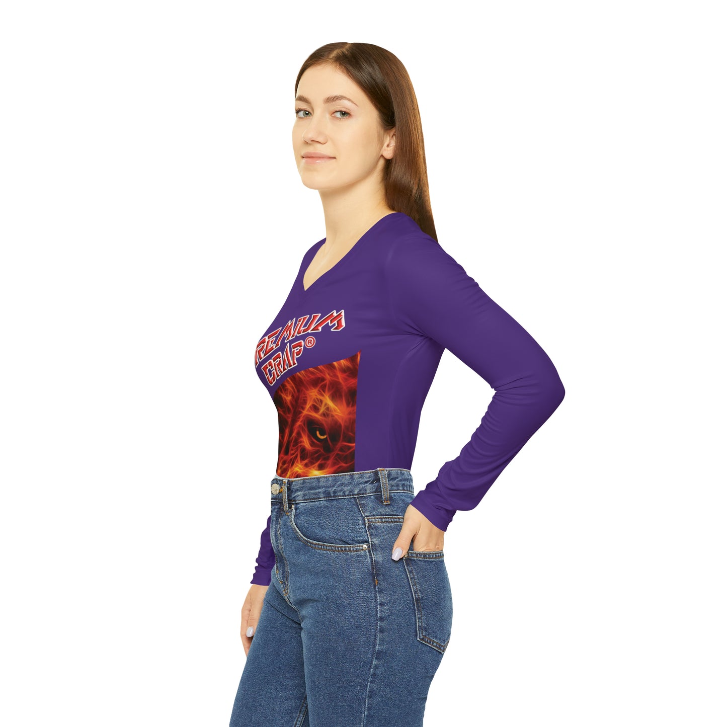 Premium Crap Chic Long Sleeve V-Neck Tee - Purple