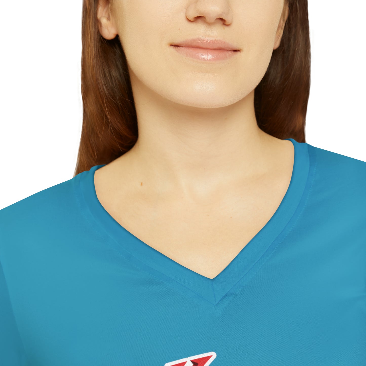 Ugly Neighbor Chic Long Sleeve V-Neck Tee - Turquoise