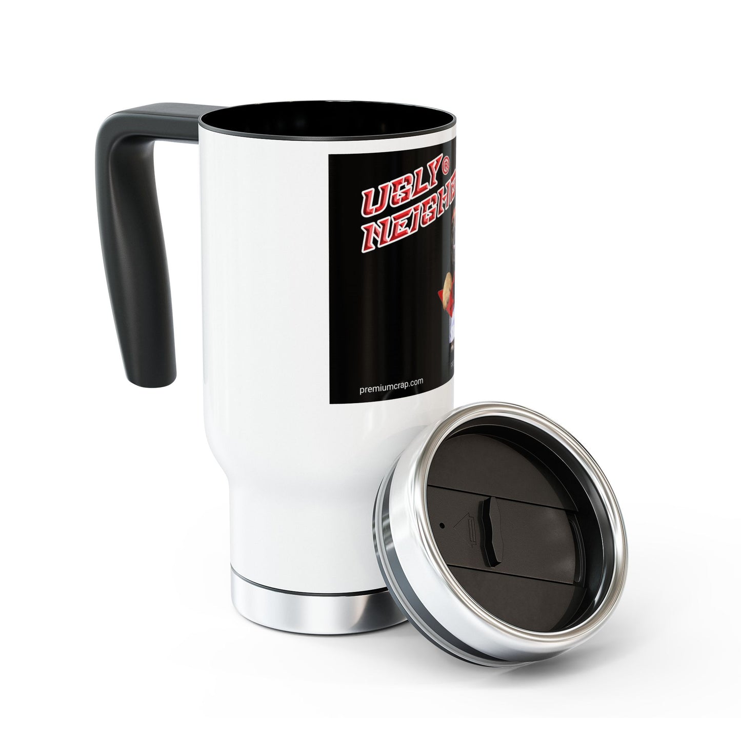 Ugly Neighbor Stainless Steel Travel Mug with Handle, 14oz