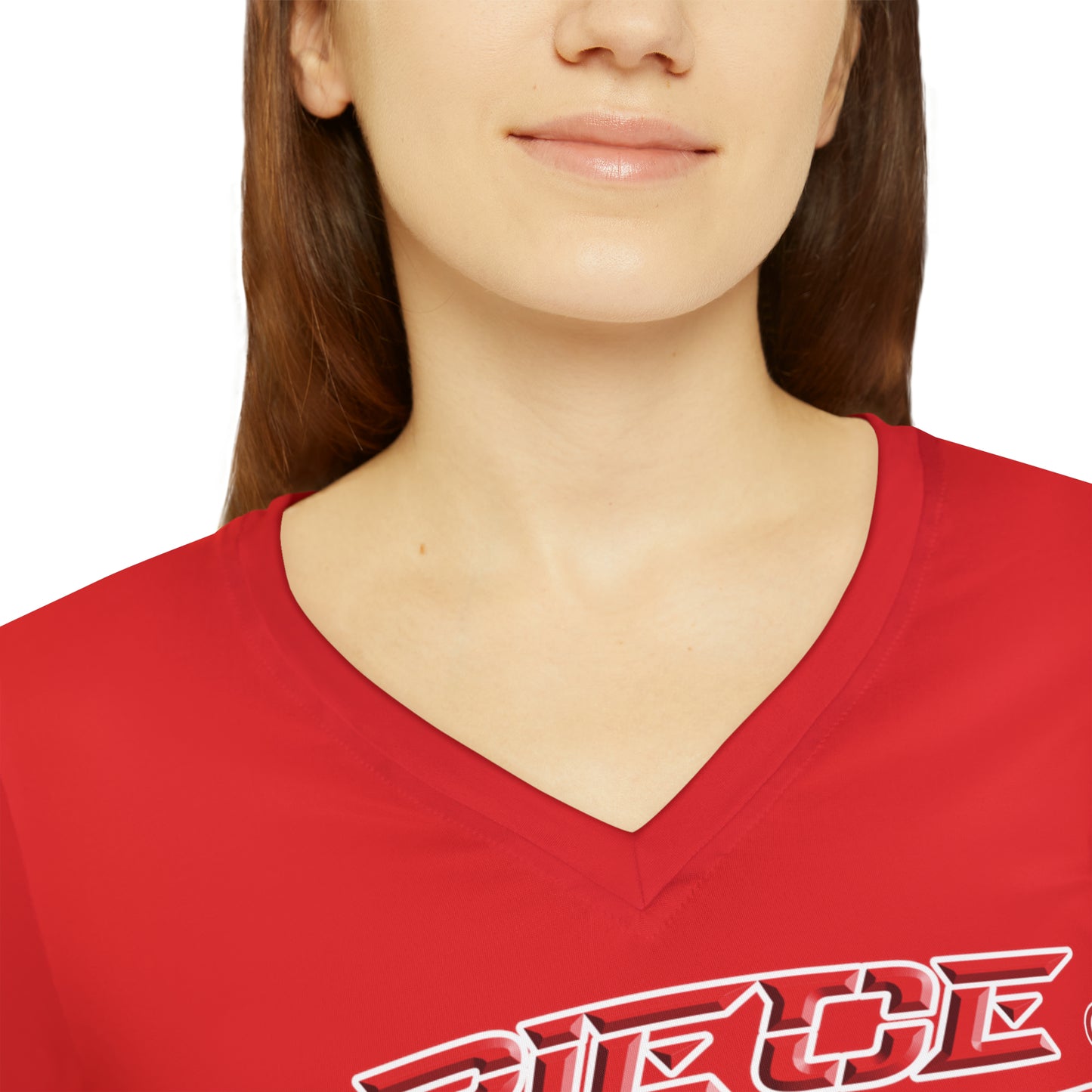 A Piece Of Crap Chic Long Sleeve V-Neck Tee - Red