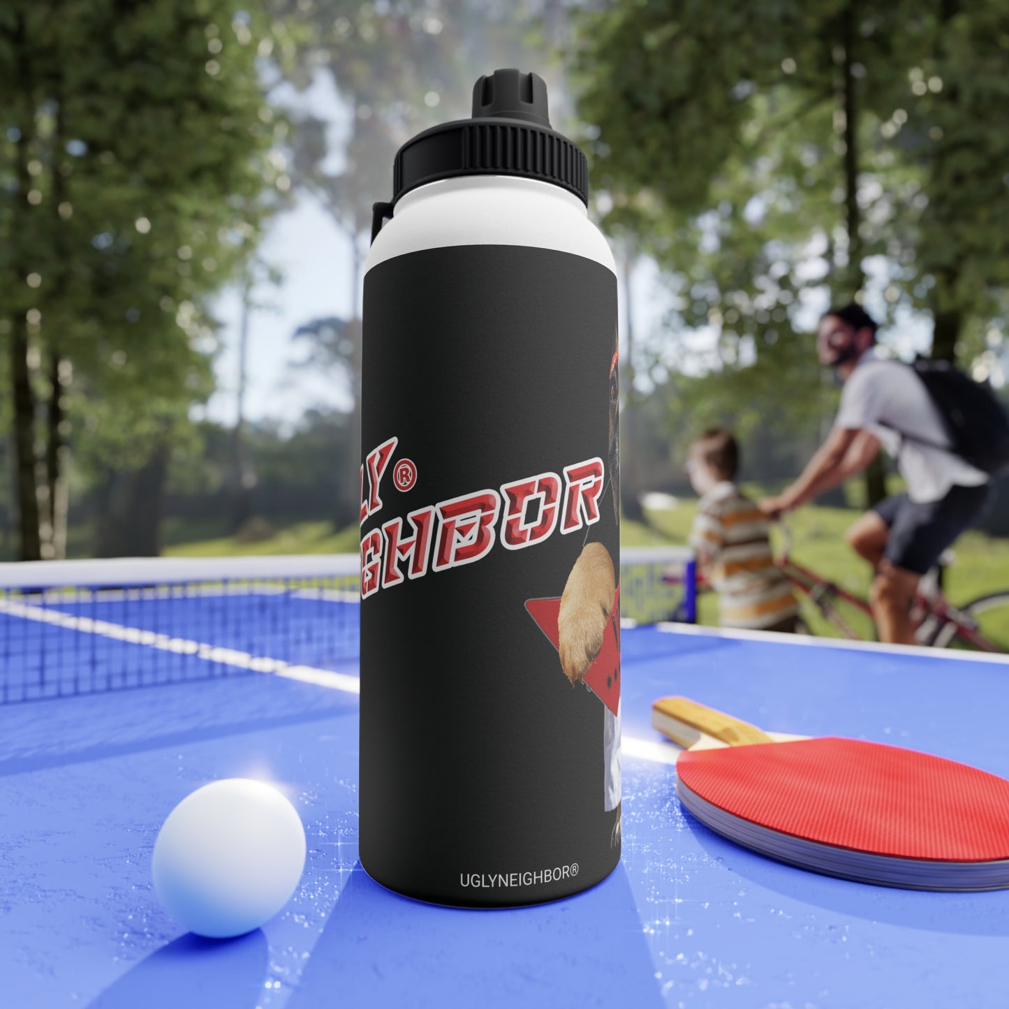 Ugly Neighbor Stainless Steel Water Bottle, Sports Lid