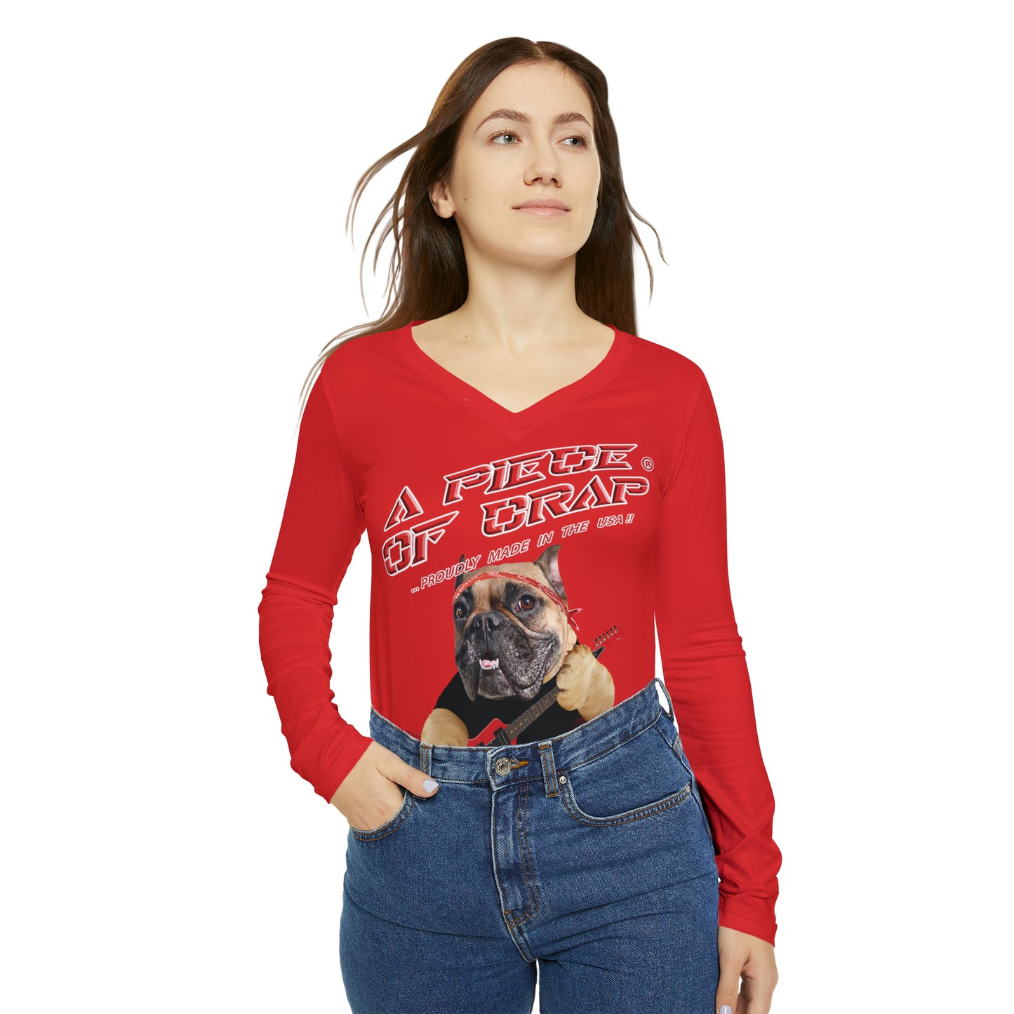 A Piece Of Crap II Women's Long Sleeve V-neck Shirt - Red