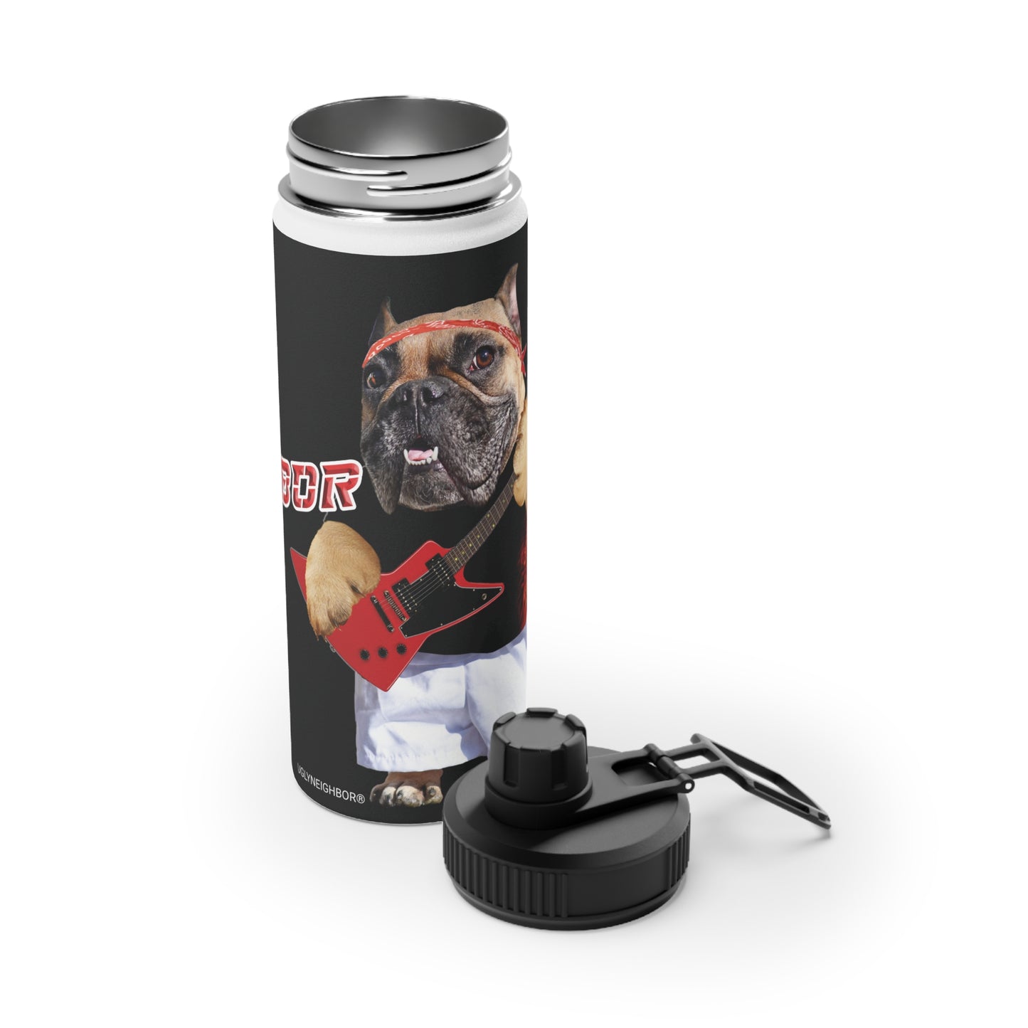 Ugly Neighbor Stainless Steel Water Bottle, Sports Lid