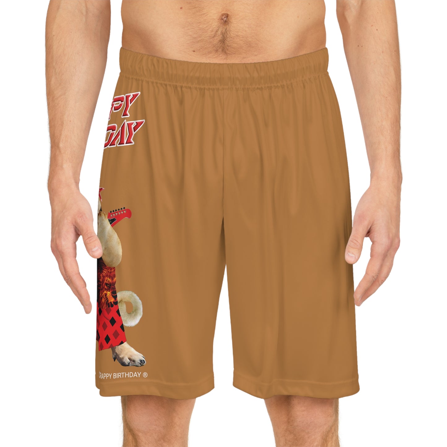 Crappy Birthday II Basketball Shorts - Light Brown