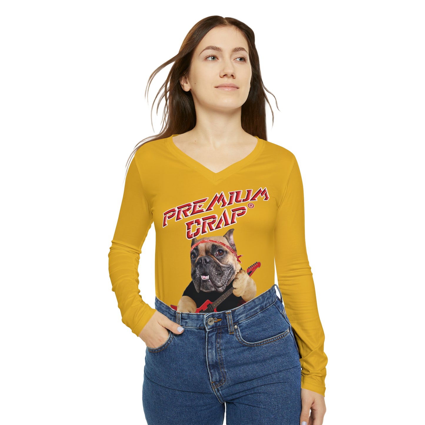 Premium Crap Women's Long Sleeve V-neck Shirt - Yellow