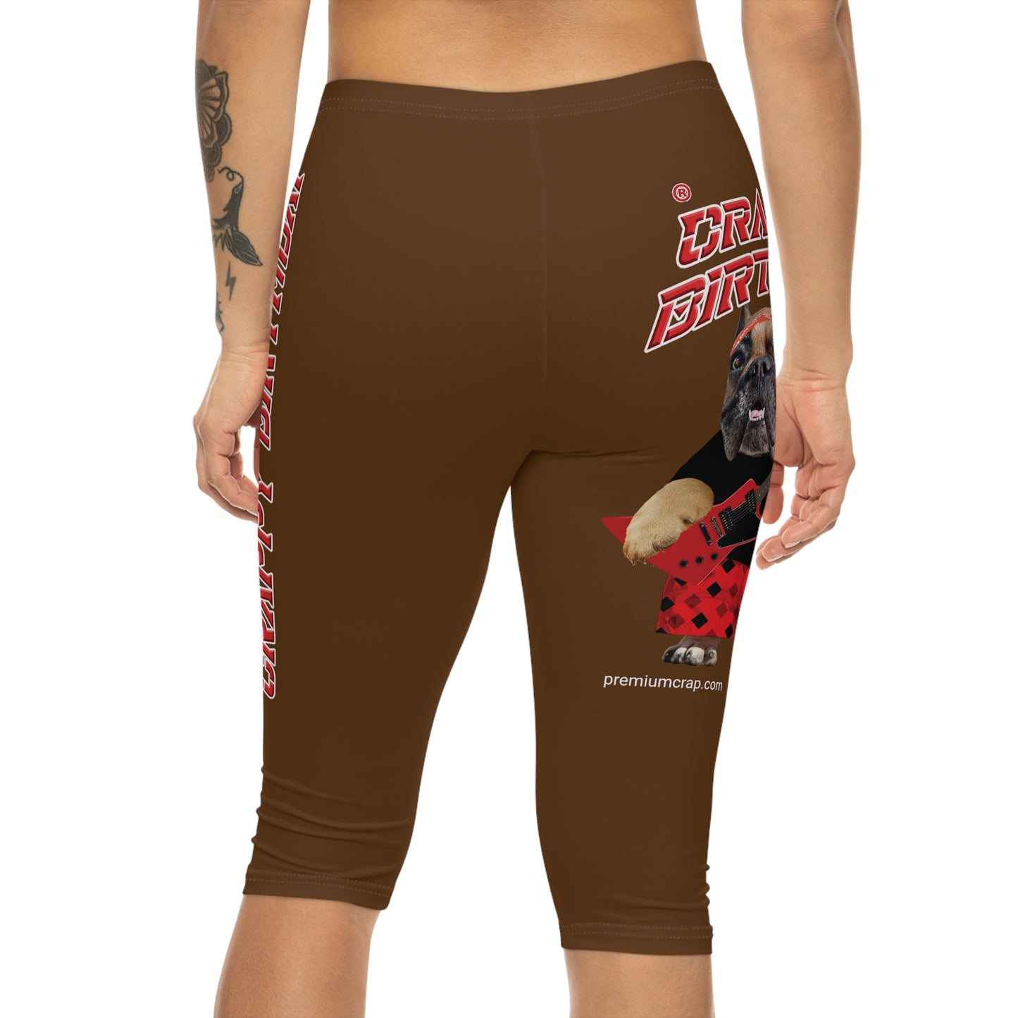 Crappy Birthday II Women’s Capri Leggings - Brown