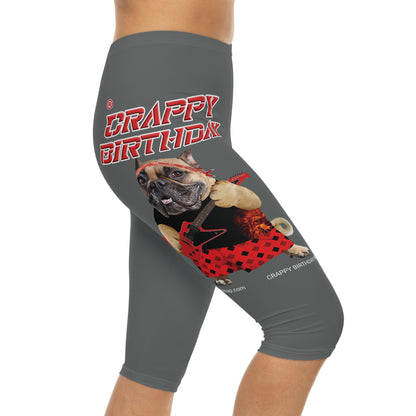 Crappy Birthday II Women’s Capri Leggings - Dark Grey