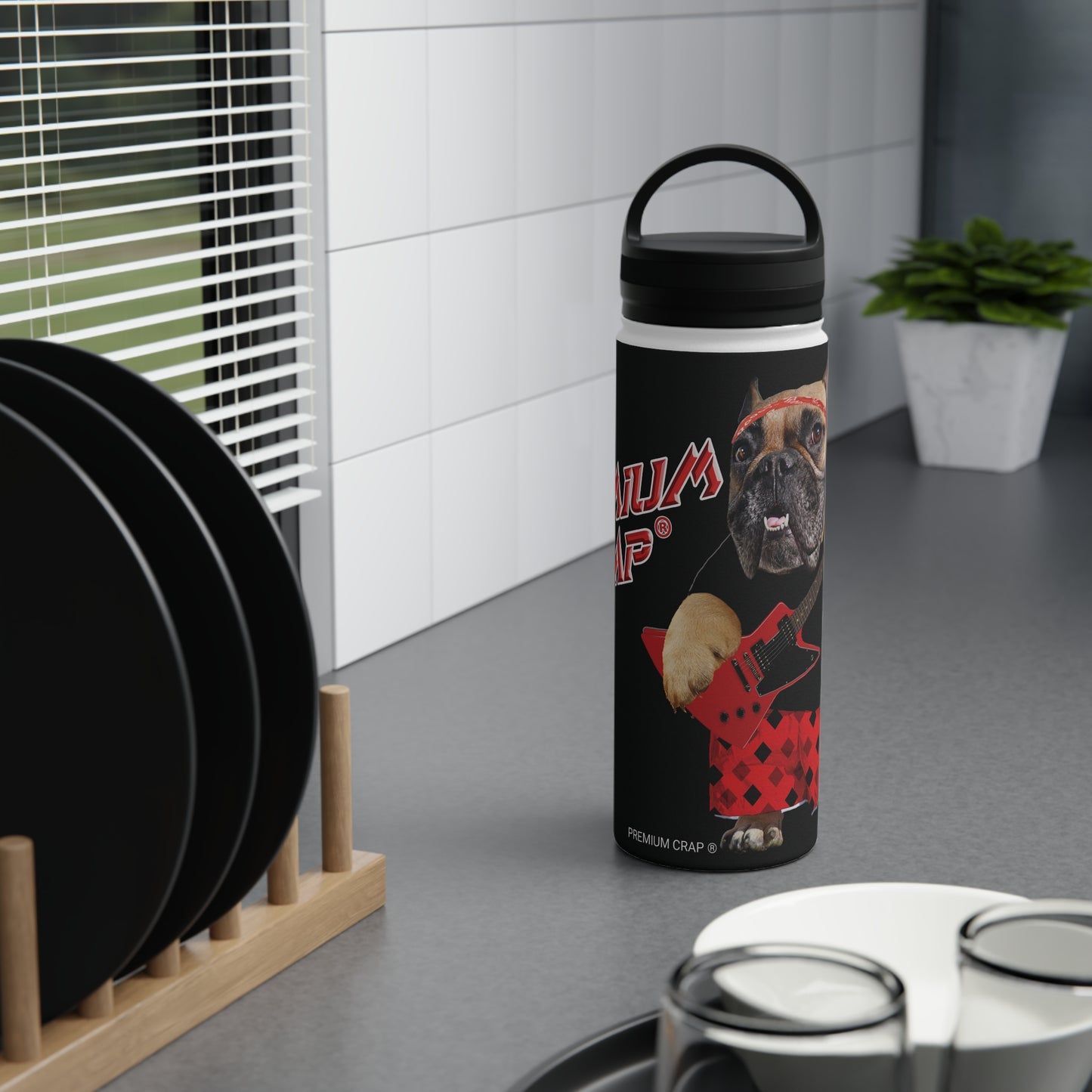 Premium Crap II Stainless Steel Water Bottle, Handle Lid