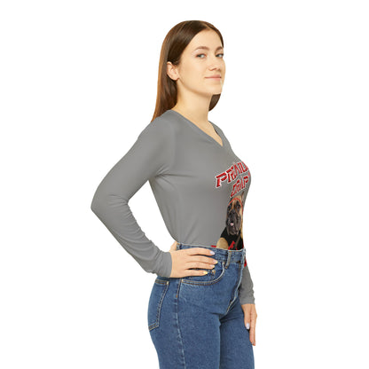 Premium Crap II Women's Long Sleeve V-neck Shirt - Grey