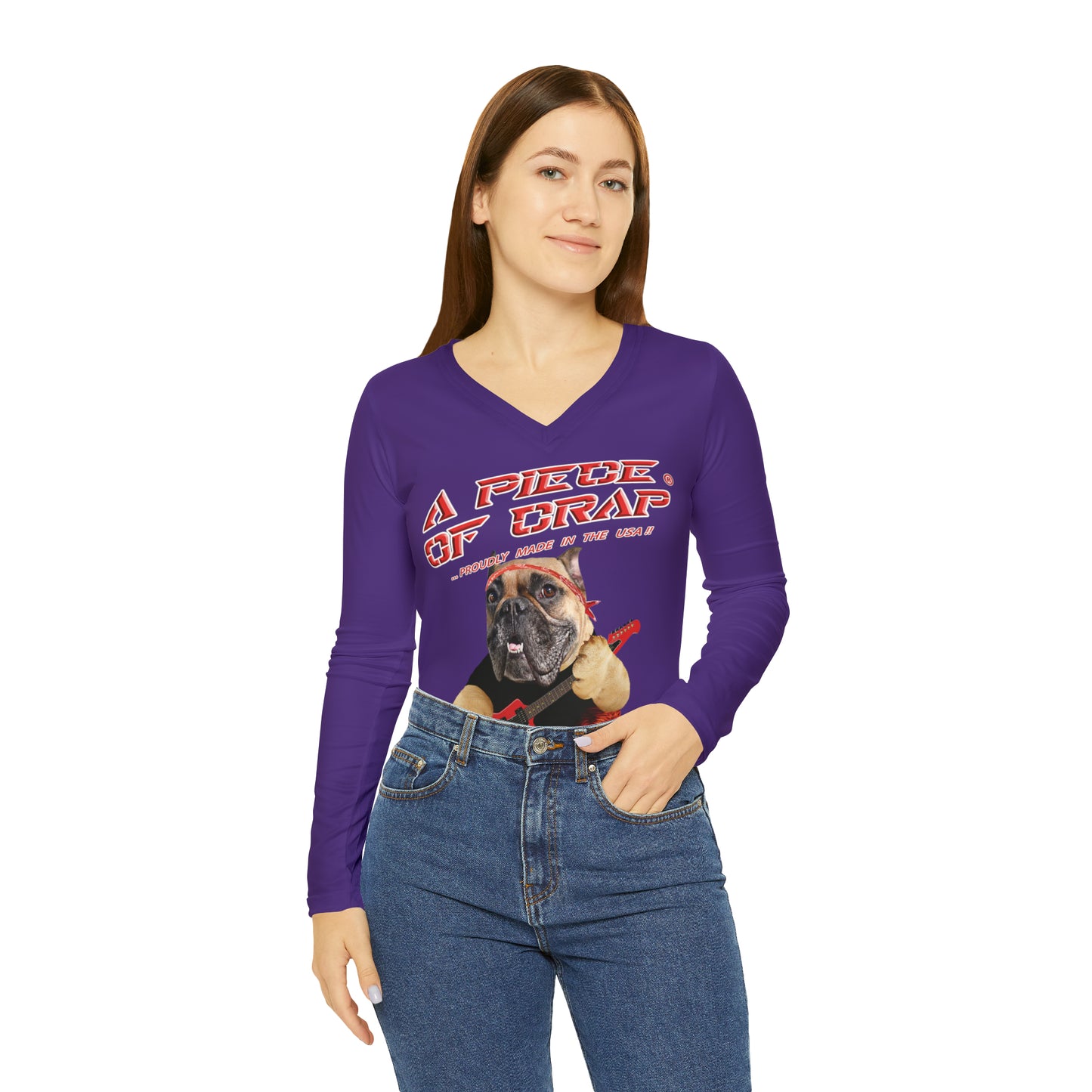 A Piece Of Crap II Women's Long Sleeve V-neck Shirt - Purple