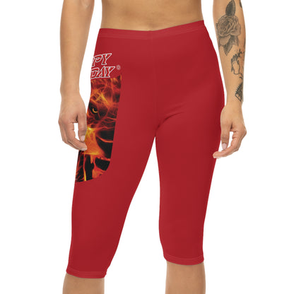 Crappy Birthday Capri-Cious Leggings - Dark Red