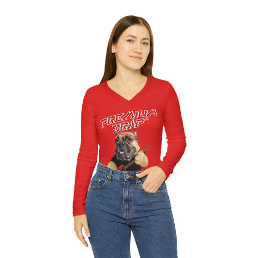 Premium Crap Women's Long Sleeve V-neck Shirt - Red