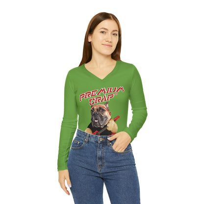 Premium Crap II Women's Long Sleeve V-neck Shirt - Green