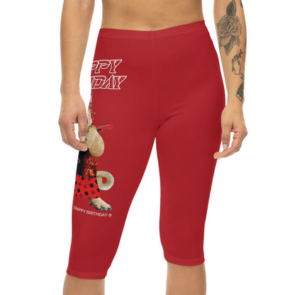 Crappy Birthday II Women’s Capri Leggings - Dark Red