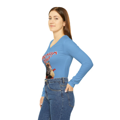 Premium Crap Women's Long Sleeve V-neck Shirt - Light Blue