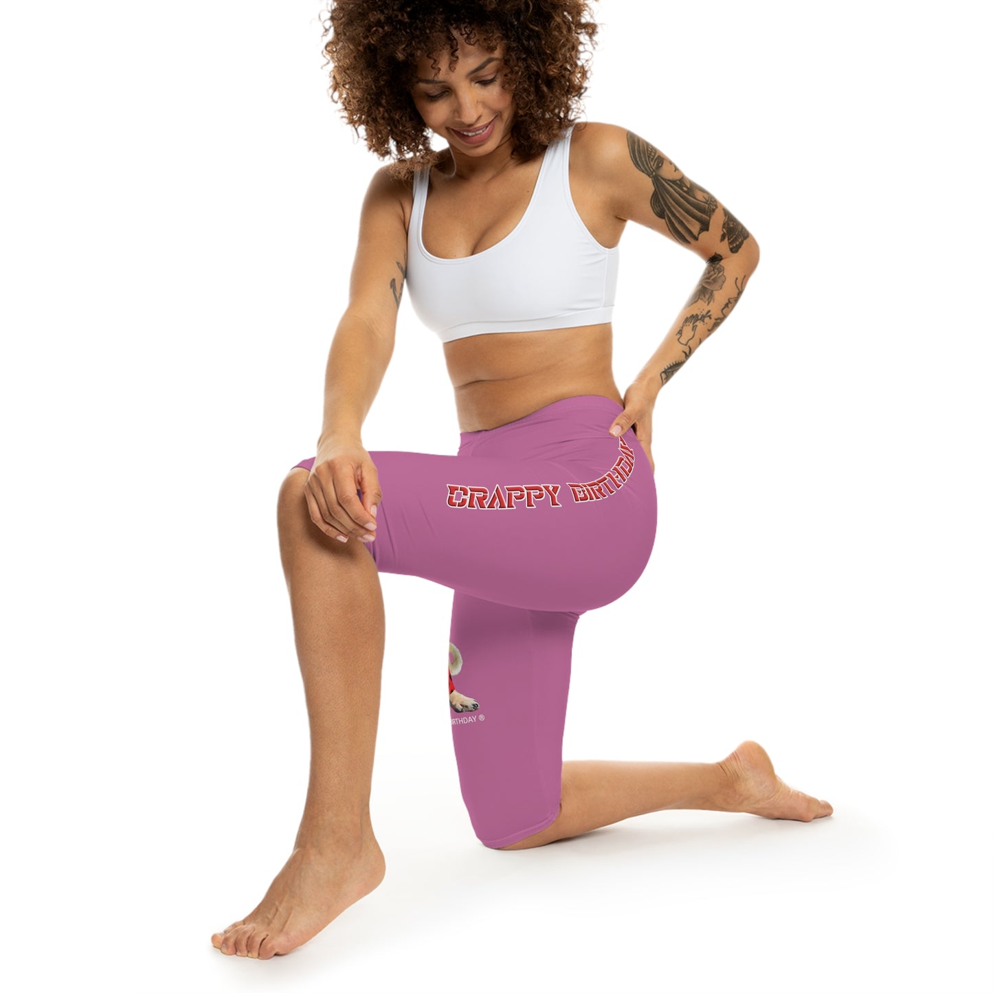 Crappy Birthday II Women’s Capri Leggings - Light Pink