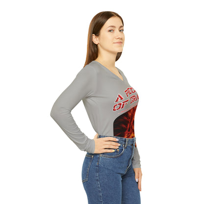 A Piece Of Crap Chic Long Sleeve V-Neck Tee - Light Grey