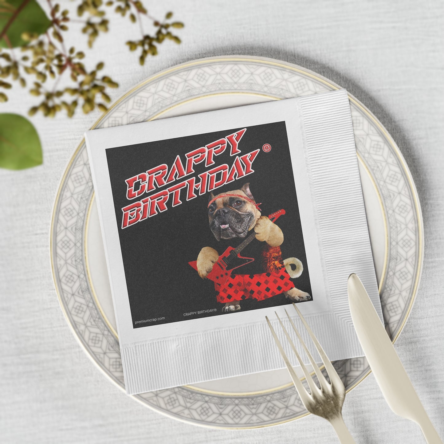 Crappy Birthday II White Coined Napkins
