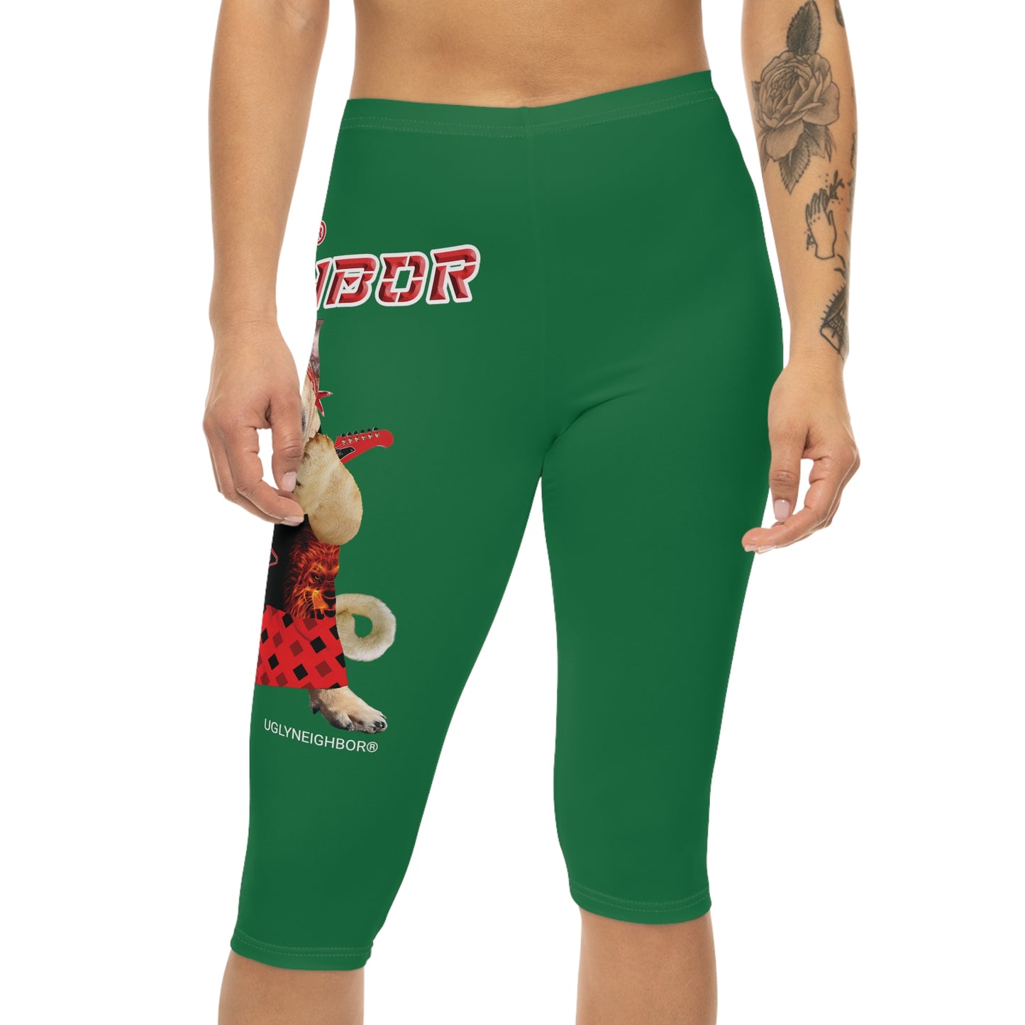 Ugly Neighbor II Women’s Capri Leggings - Dark Green