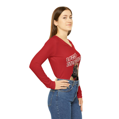 Ugly Neighbor Chic Long Sleeve V-Neck Tee - Dark Red