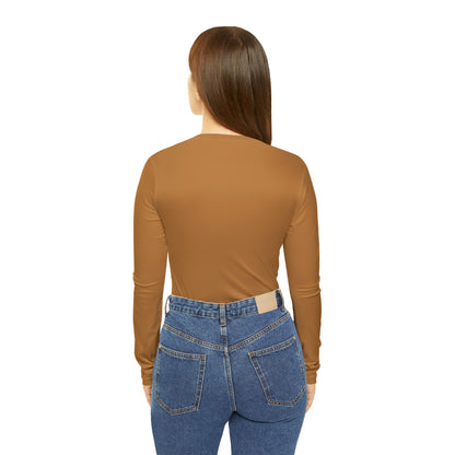 A Piece Of Crap Chic Long Sleeve V-Neck Tee - Light Brown