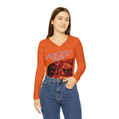 Premium Crap Chic Long Sleeve V-Neck Tee - Orange