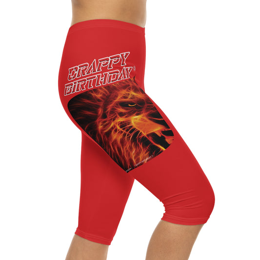 Crappy Birthday Capri-Cious Leggings - Red