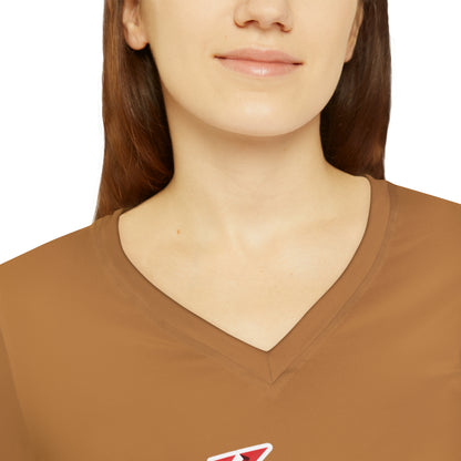 Ugly Neighbor II Women's Long Sleeve V-neck Shirt - Light Brown