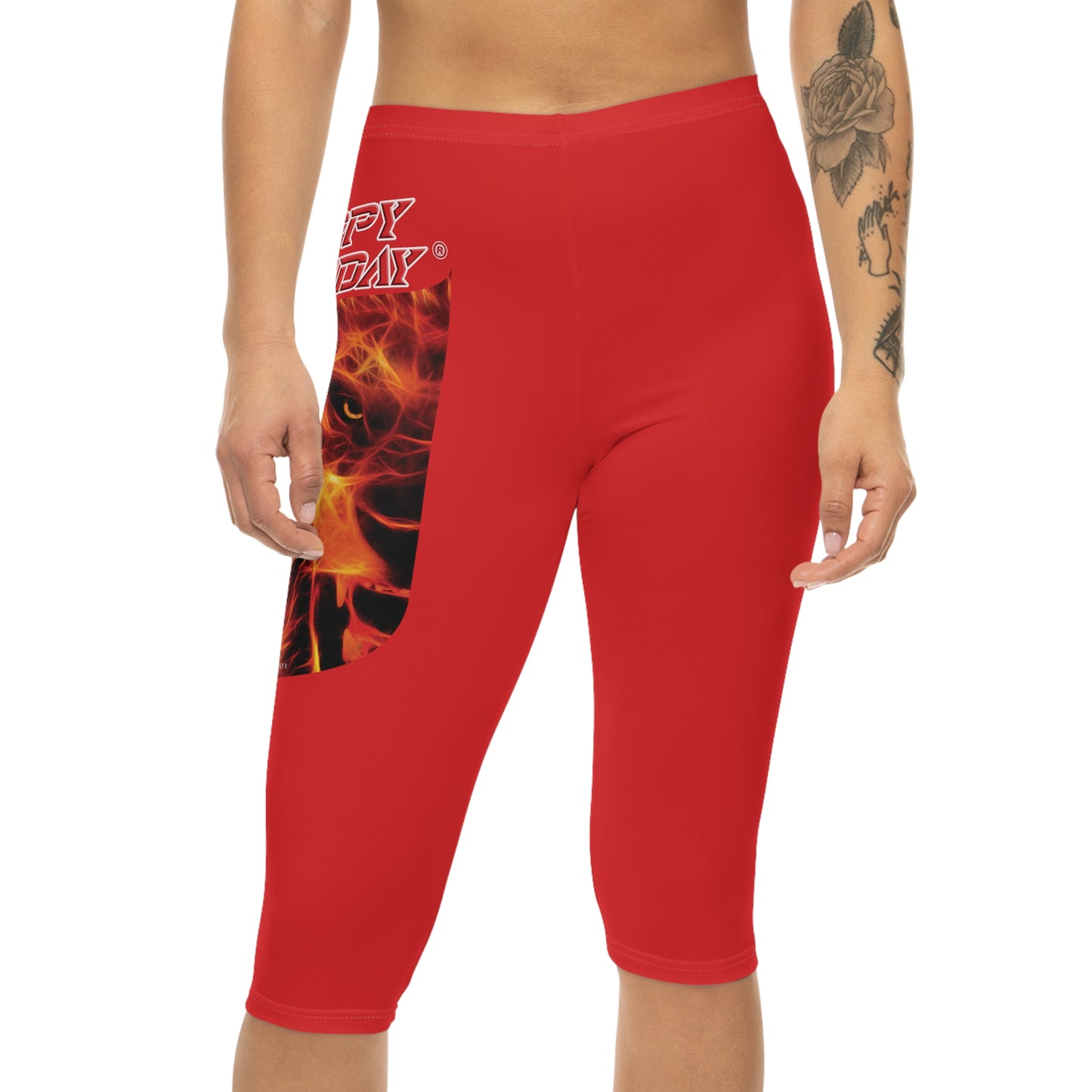 Crappy Birthday Capri-Cious Leggings - Red