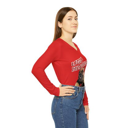 Ugly Neighbor II Women's Long Sleeve V-neck Shirt - Red
