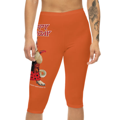 Crappy Birthday II Women’s Capri Leggings - Orange