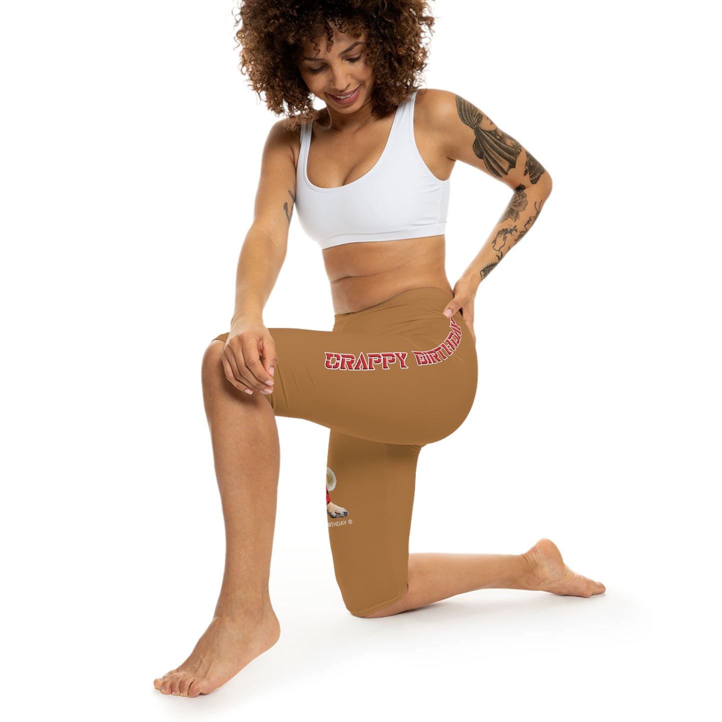 Crappy Birthday II Women’s Capri Leggings - Light Brown