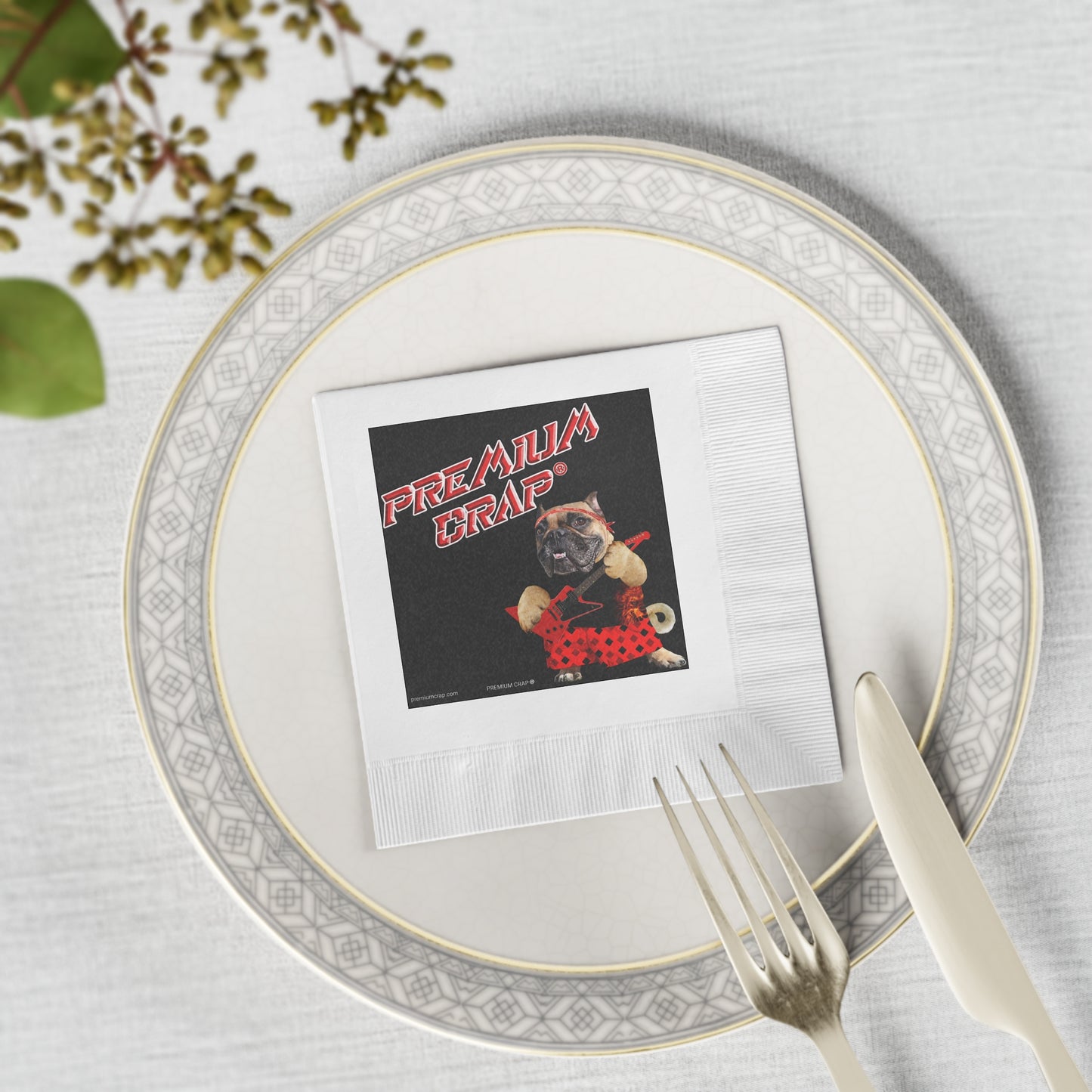 Premium Crap II White Coined Napkins