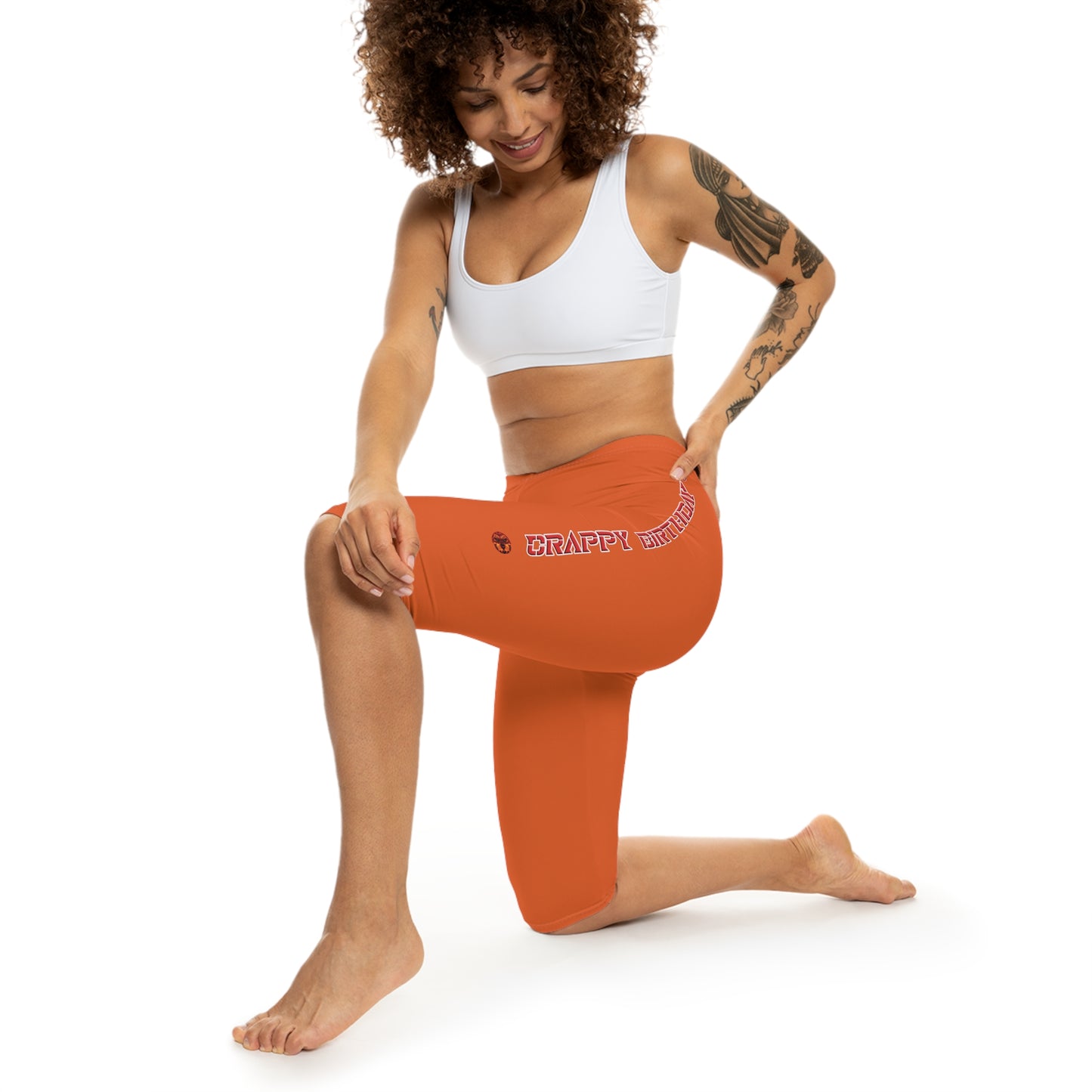 Crappy Birthday Capri-Cious Leggings - Orange