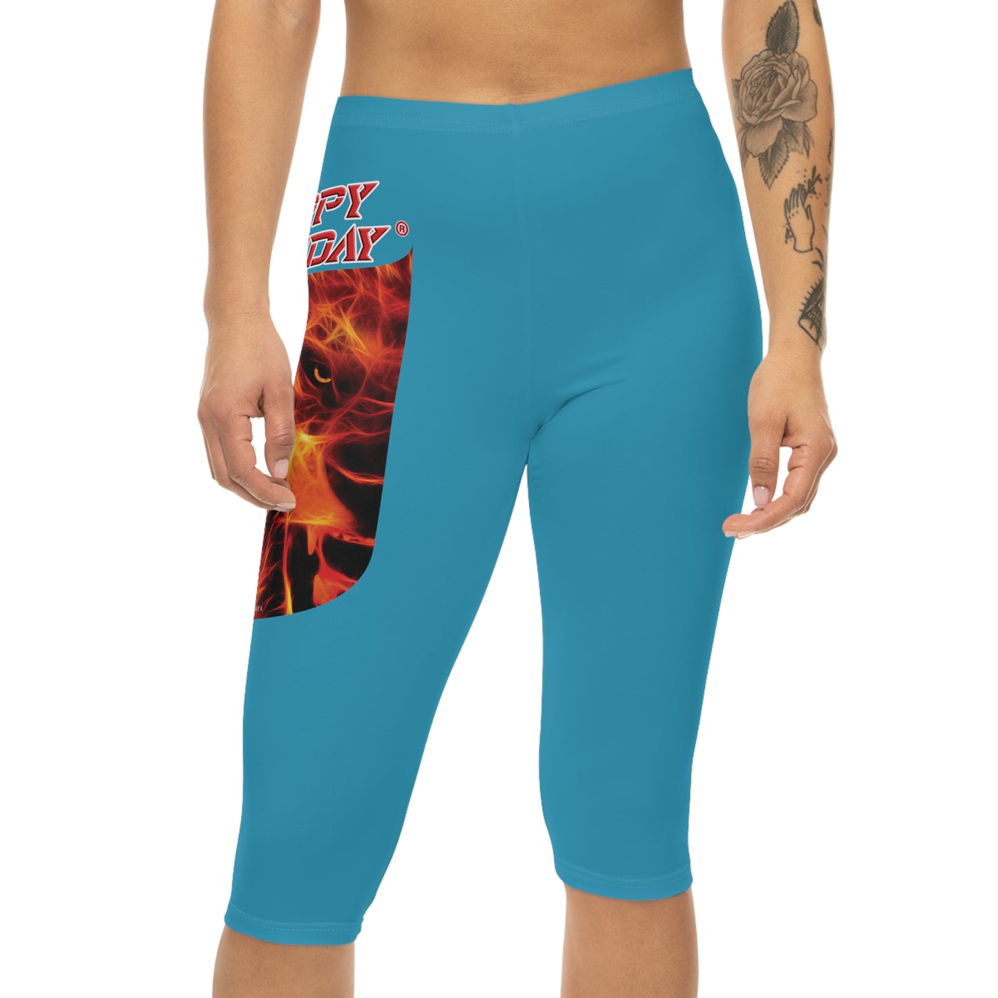 Crappy Birthday Capri-Cious Leggings - Turquoise