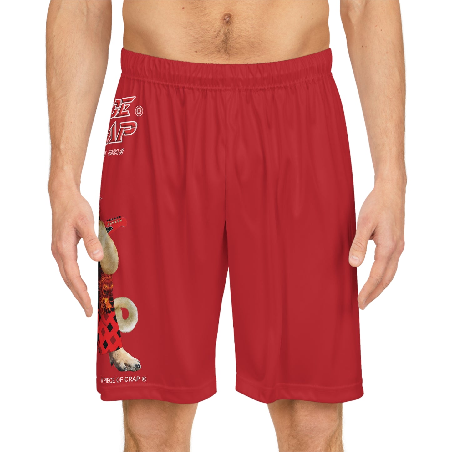 A Piece Of Crap II Basketball Shorts - Dark Red