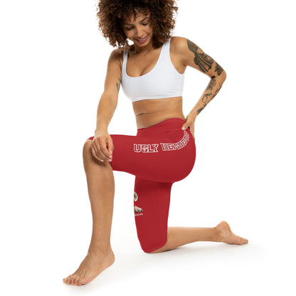 Ugly Neighbor II Women’s Capri Leggings - Dark Red