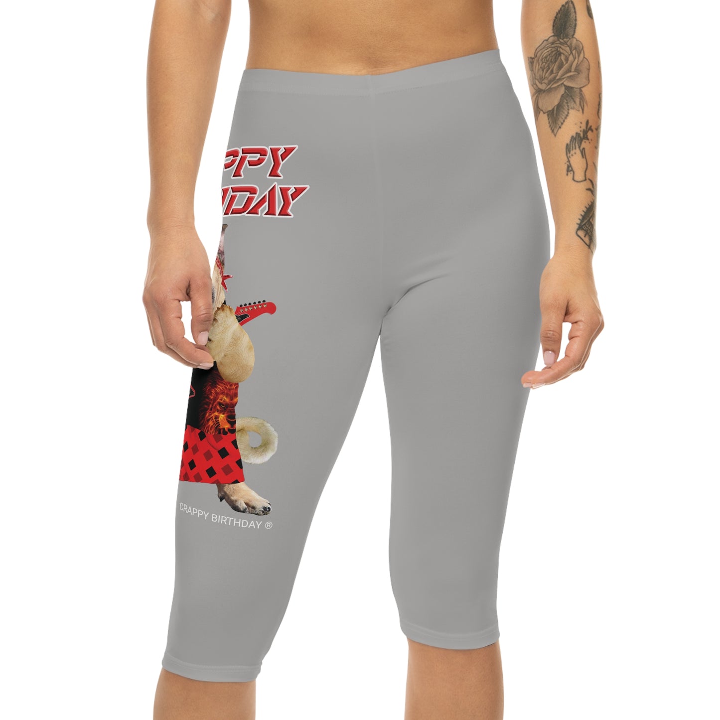 Crappy Birthday II Women’s Capri Leggings - Light Grey