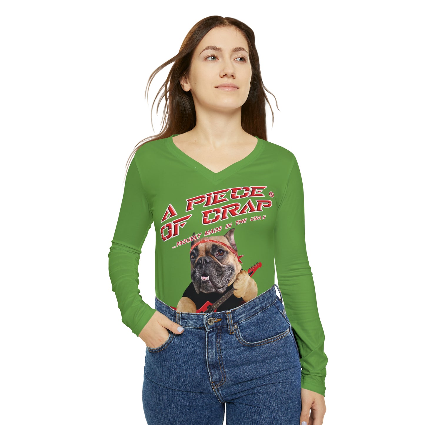 A Piece Of Crap II Women's Long Sleeve V-neck Shirt - Green