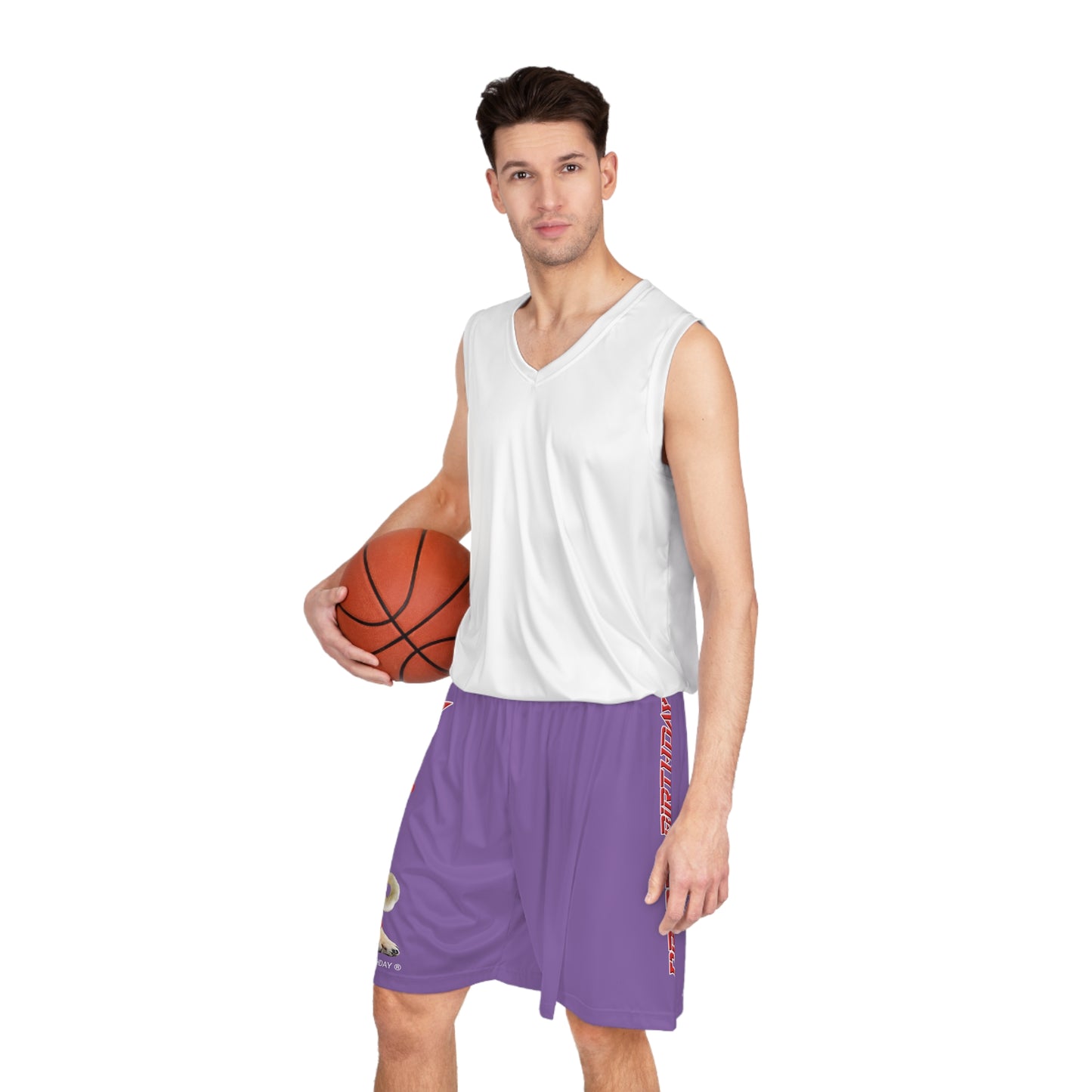 Crappy Birthday II Basketball Shorts - Light Purple