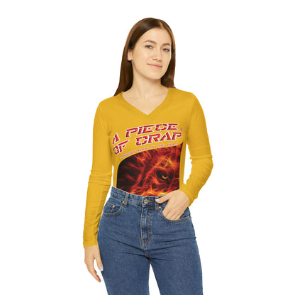 A Piece Of Crap Chic Long Sleeve V-Neck Tee - Yellow