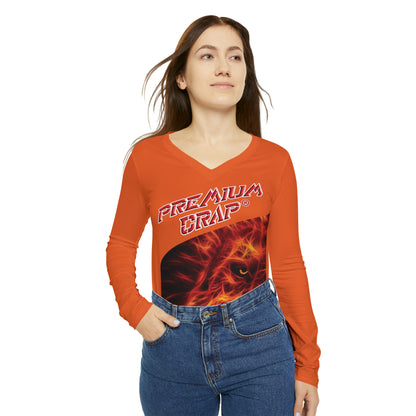 Premium Crap Chic Long Sleeve V-Neck Tee - Orange